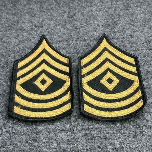Vintage First Sergeant Military Rank Patch Black Gold K1 - Pair - Lot Of (2) Vtg - Picture 2 of 5